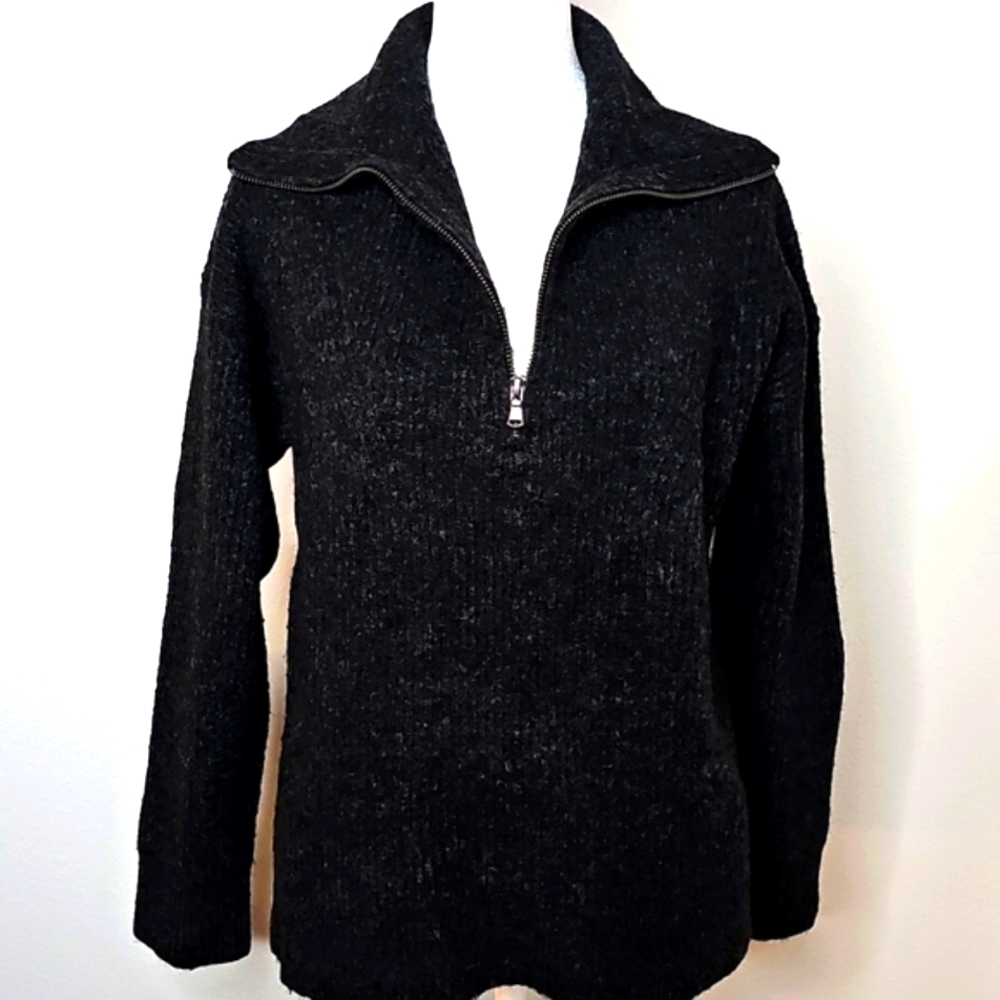 J Crew Women's Dark Gray Quarter Zipped Sweater
